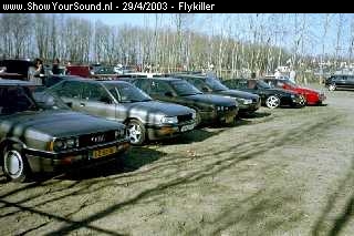 showyoursound.nl - Flykiller - Flykiller - 4_audi_s_op_een_rij.jpg - Meeting 23 maart 2003 Lelystad, VW-Sportief..BRDalibor, Menno, Bert en Peter...