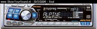 showyoursound.nl - Laguna Beach - Soul - SyS_2006_3_30_21_26_38.jpg - Alpine CDA-9812RB. CD/MP3 Player, 4 X 60W, 3 x 4.5V pre-outs, RDS, CD changer ½control, CD Text, Bass Engine Plus, Media Xpander,...BRDe oorspronkelijke radio/CD kon via een satteliet aan het stuur bediend worden. Even zoeken naar een aangepast fiche bij Alpine en ook dit toestal kan via die satteliet aangestuurd worden.