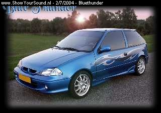 showyoursound.nl - Blue Thunder ATC-154 - bluethunder - contest_maniacs2003.jpg - Dit is mijn Suzuki Swift summum 1.3i/16 V uit 2001.BRHij is adriatic blue metallic.BRVoorzien van een JBL GTO install, simpel maar quality sound.