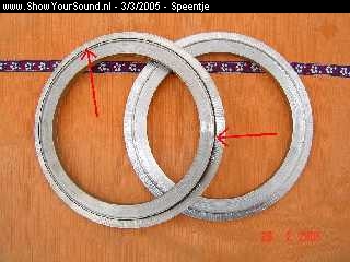 showyoursound.nl - DREAMCATCHER - speentje - mb_quart_sys3.jpg - Deze stalen ringen zijn voor de mids let op de draaiingen...BRDe speaker en de kappen zijn op maat gedraaitBR